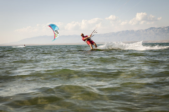 Croatia, Man kite surfing at high speed