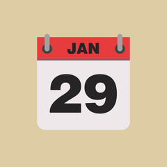 calendar flipping date time day month January simple flat vector illustration application app logo icon