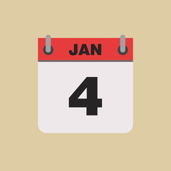 calendar flipping date time day month January simple flat vector illustration application app logo icon