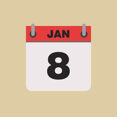 calendar flipping date time day month January simple flat vector illustration application app logo icon