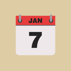 calendar flipping date time day month January simple flat vector illustration application app logo icon