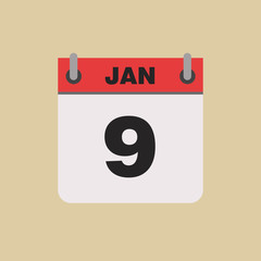 calendar flipping date time day month January simple flat vector illustration application app logo icon