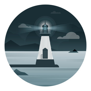 Lighthouse at the coast night