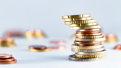 euro coins money stack tower