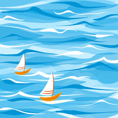 Sea background with two boats