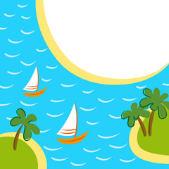Sea background with two boats between islands