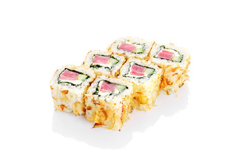 Roll, tuna, cucumber and soft cheese 