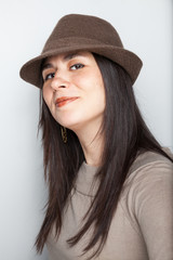 Smiling woman portrait isolated on background