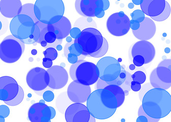 blue bubbles bokeh on white background