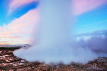 Strokkur geyser eruption in Iceland. Fantastic colors. Beautiful
