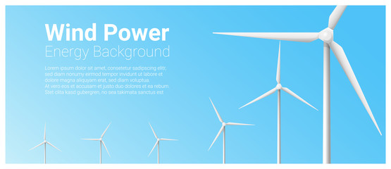 Energy concept background with wind turbine , vector , illustration - obrazy, fototapety, plakaty