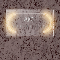 Naklejka premium Background of marble with glass panel and the words art exhibition