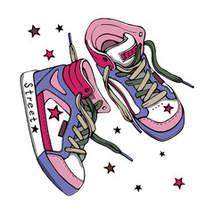 Vector color  sketch of a pair of sneakers