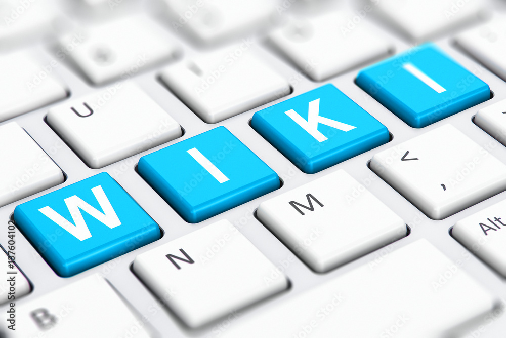 Poster Wiki text word on computer keyboard keys