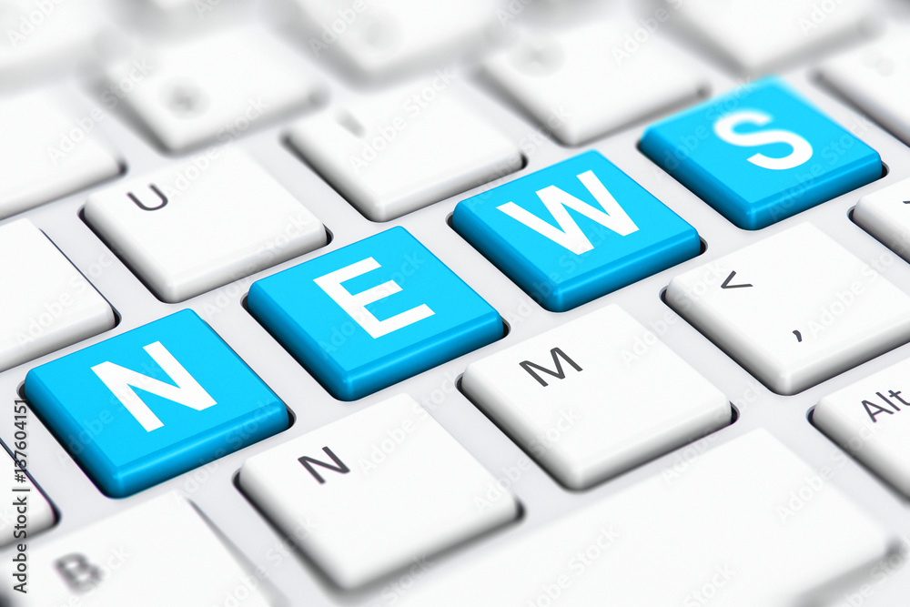 Aufkleber News text word on computer keyboard keys