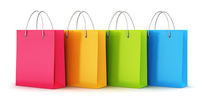 Group of color paper shopping bags
