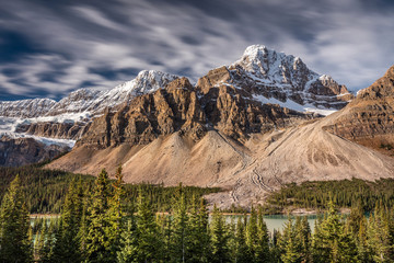 Mont Crowfoot on the very scenic Icefield Parkway, one of the most beautiful drive in the world, in the heart of the Canadian rockies. Banff national park, Alberta, Canada