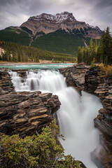 Fototapeta na wymiar Long exposure of Athabasca Falls on the Icefield Parkway, Jasper National Park, Alberta, Canada.