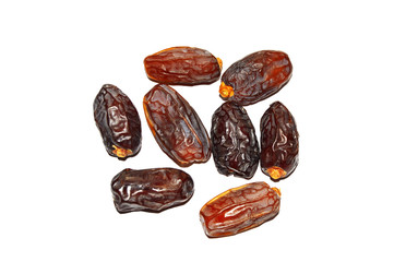 White background in plate with fruit and date fruit seed pictures
