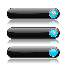 Black buttons with blue arrows. Menu interface elements