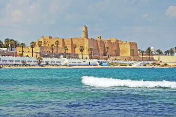 Ribat of Monastir against cloudy sky