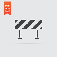 Barrier icon in flat style isolated on grey background.