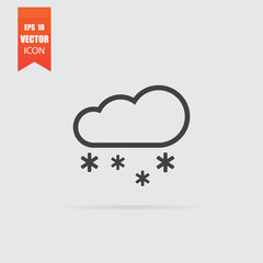 Cloud snow icon in flat style isolated on grey background.