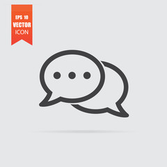Bubbles speech icon in flat style isolated on grey background.