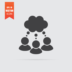 Men thinking with bubble talk icon in flat style isolated on grey background.