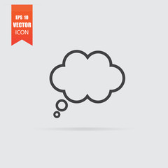 Speech bubble icon in flat style isolated on grey background.