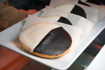 Black and white cookie at bakery
