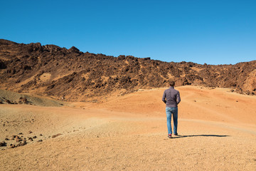Man in Teide National Park in Tenerife, Canary Islands
