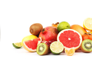 Set of multicolored fresh raw fruits
