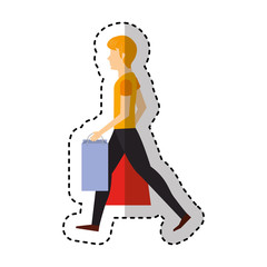 young man with shopping bag vector illustration design
