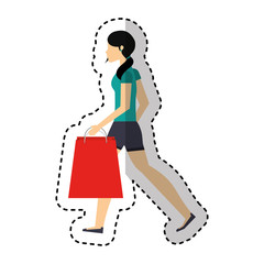 young woman with shopping bag vector illustration design