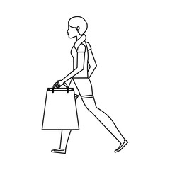 young woman with shopping bag vector illustration design