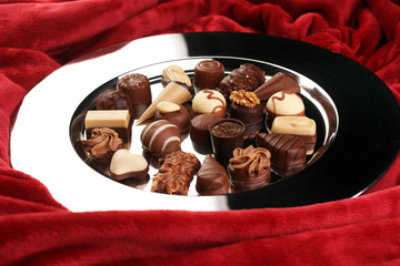 a lot of variety chocolate pralines