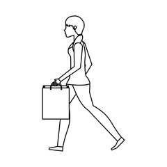 young woman with shopping bag vector illustration design