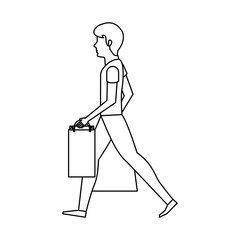 young man with shopping bag vector illustration design