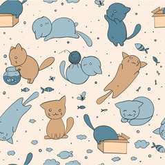 seamless pattern with cute cats © mrFox11