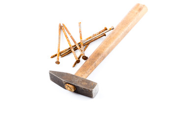 old hammer and nails