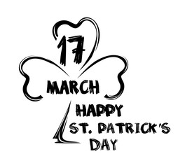 Happy St. Patrick's Day. March 17. Saint Patrick's Day typographic lettering. Hand drawn St. Patrick's Day lettering typography for postcard, poster, card, flyer, banner template. Vector illustration