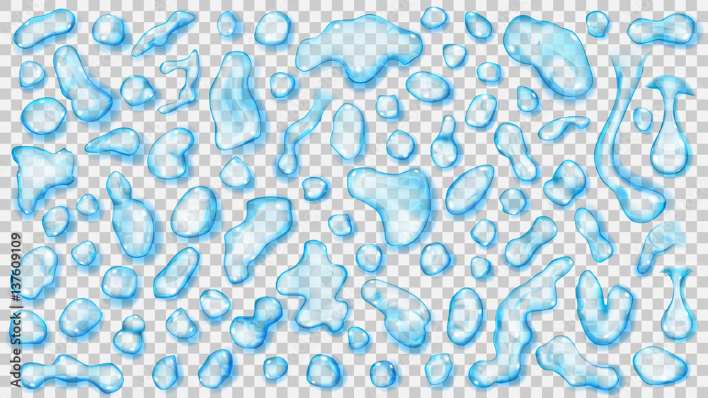 Wall mural transparent light blue drops. transparency only in vector format