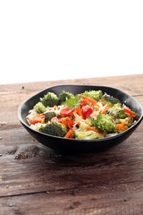 Colorful rice and vegetable salad - fresh mixed colorful healthy