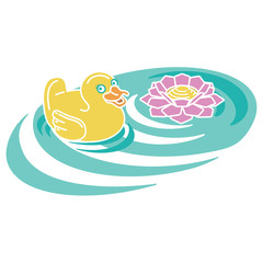 Rubber duck and lotus flower