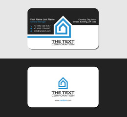 business card template, architecture, blue color, corporate identity design