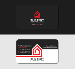 black business card template real estate, red color