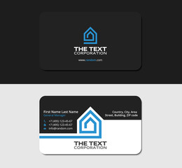 black business card template, smart house, blue color, brand and branding