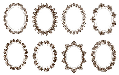 Set of oval ornate frames, old fashioned style