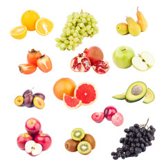 Mix from different colorful raw fruits and vegetables